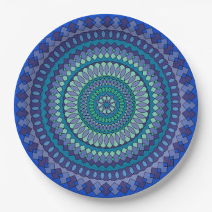 Mandala Blue und Green Party Paper Teller