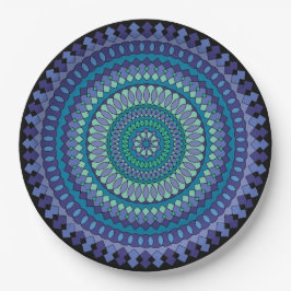 Mandala Blue und Green Party Pappteller