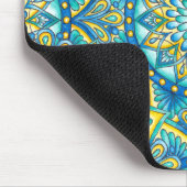 Mandala Blue Yellow Turquoise Pattern Mousepad (Ecke)