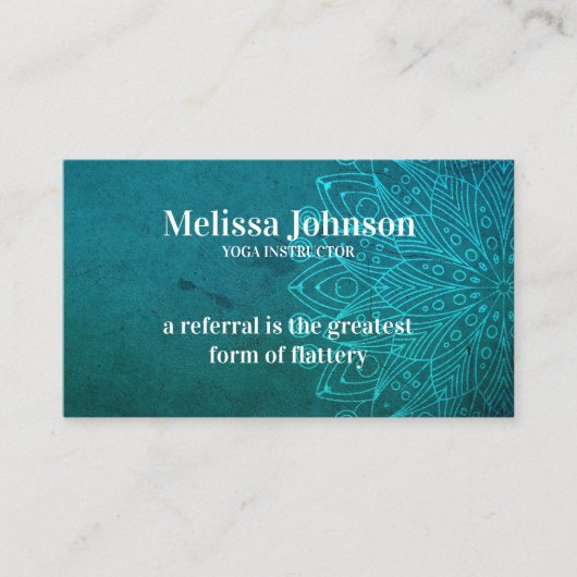 Mandala Blue Yoga Meditation Dozentin Empfehlungskarte (Vorderseite)