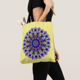 Mandala Blueberry 12 Blue Violet on Yellow - Tasche