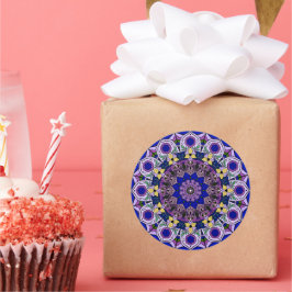 Mandala Blueberry 12 Petals Blue Violet Runder Aufkleber