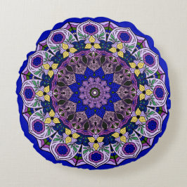 Mandala Blueberry Blue Violet Rundes Kissen