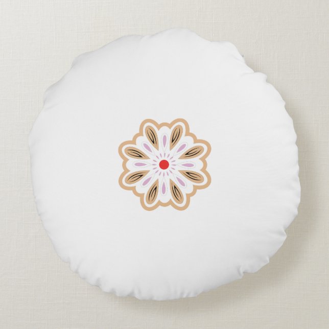 Mandala Blume Art Print | Boho Decor Rundes Kissen (Rückseite)