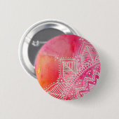 Mandala Blume auf Aquarellfarben - rosa Button (Vorne & Hinten)