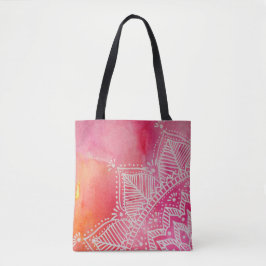 Mandala Blume auf Aquarellfarben - rosa Tasche