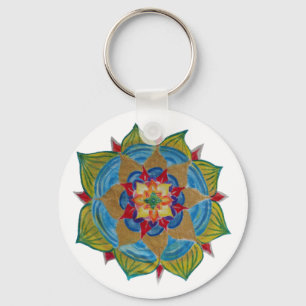 Mandala Blume Basic Button Key Ring Schlüsselanhänger