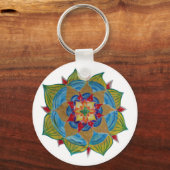 Mandala Blume Basic Button Key Ring Schlüsselanhänger (Vorderseite)