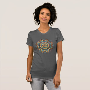 Mandala Blume Blau und Gelb T-Shirt