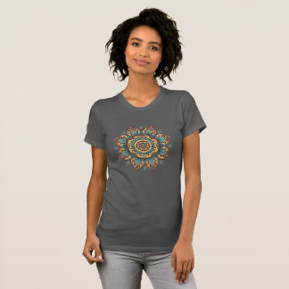 Mandala Blume Blau und Gelb T-Shirt