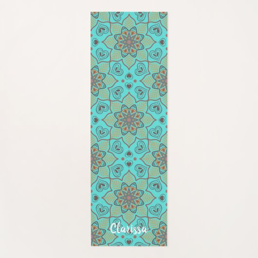 Mandala Blume Circle Pattern Ocean Blue Yogamatte (Vorderseite)