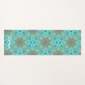 Mandala Blume Circle Pattern Ocean Blue Yogamatte (Vorderseite (Horizontal))