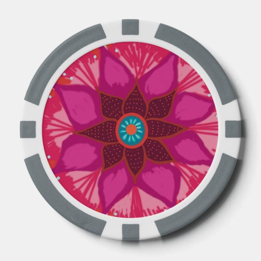 Mandala Blume Clay Poker Chips (Vorderseite)