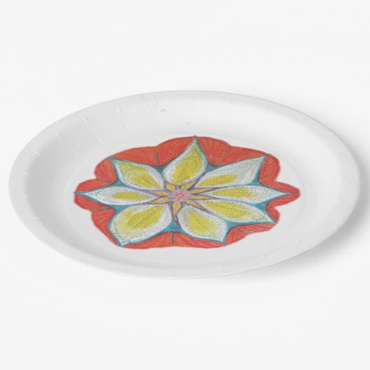 Mandala Blume Custom Paper Teller 9 in (Schrägansicht)