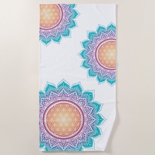 Mandala Blume der Lebenssonne Strandtuch (Vorderseite)