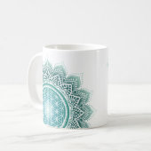 Mandala Blume des Lebens türkis spirituell Kaffeetasse (Vorderseite Links)