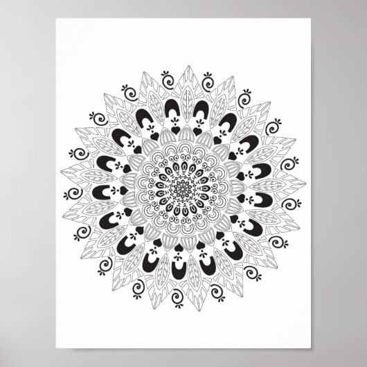 Mandala Blume Design Coloring Page Poster (Vorne)