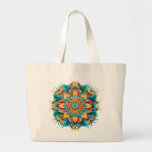 Mandala / Blume Design Jumbo Stoffbeutel (Vorne)