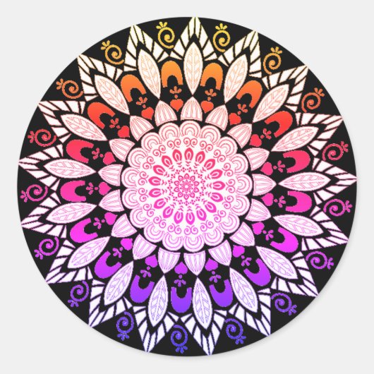 Mandala Blume Design Runder Aufkleber (Vorderseite)