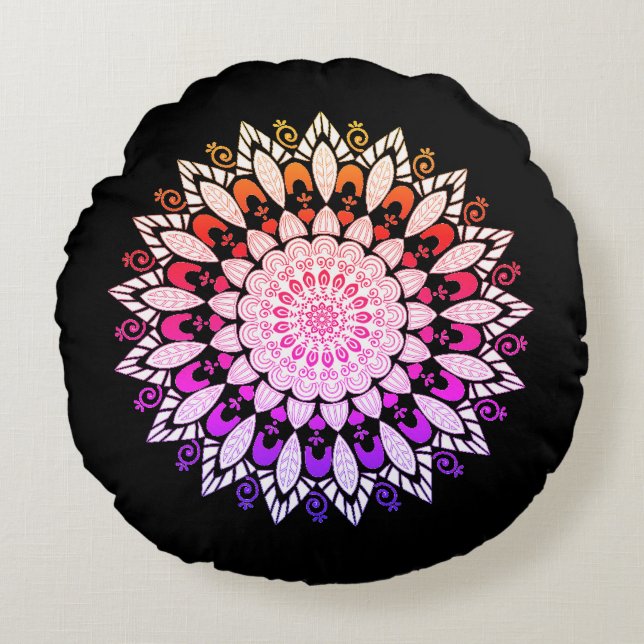 Mandala Blume Design Throw Kissen (Vorderseite)
