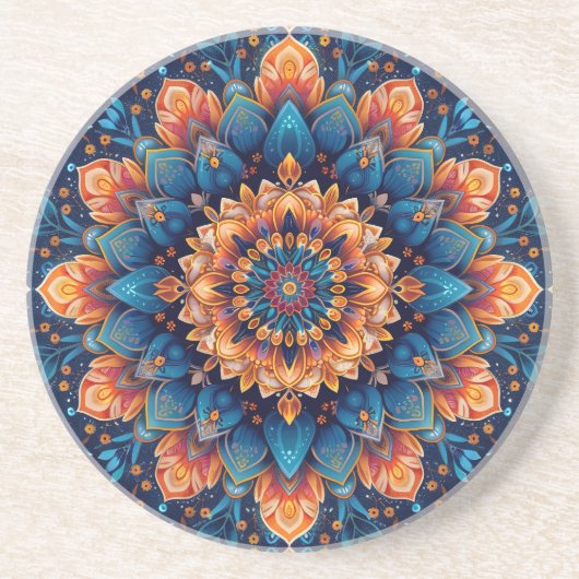 Mandala Blume Digital Art Style-23907. Getränkeuntersetzer (Vorne)
