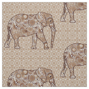 Mandala-Blume-Elefant - braun und tauglich Stoff