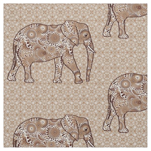 Mandala-Blume-Elefant - braun und tauglich Stoff (Muster)