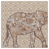 Mandala-Blume-Elefant - braun und tauglich Stoff (Nahaufnahme)