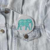 Mandala Blume Elefant - Türkis, Grau und Weiß Button (Beispiel)