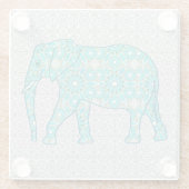 Mandala Blume Elefant - Türkis, Grau und Weiß Glasuntersetzer (Rückseite)
