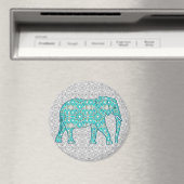 Mandala Blume Elefant - Türkis, Grau und Weiß Magnet (In Situ (Geschirrspüler))
