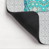 Mandala Blume Elefant - Türkis, Grau und Weiß Mousepad (Ecke)