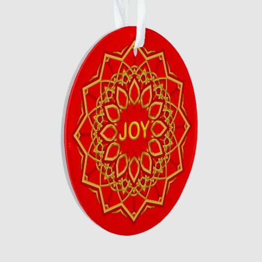 Mandala-Blume Gold Frei-Text auf Rot Ornament (Vorderseite)