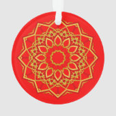 Mandala-Blume Gold Frei-Text auf Rot Ornament (Rückseite)