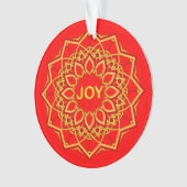 Mandala-Blume Gold Frei-Text auf Rot Ornament (Vorderseite)