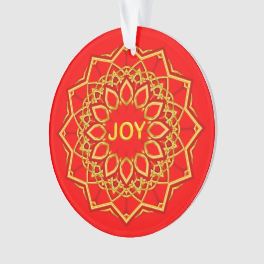 Mandala-Blume Gold Frei-Text auf Rot Ornament (Vorderseite)