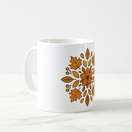 Mandala Blume Herbst Kaffeetasse (Vorderseite Links)
