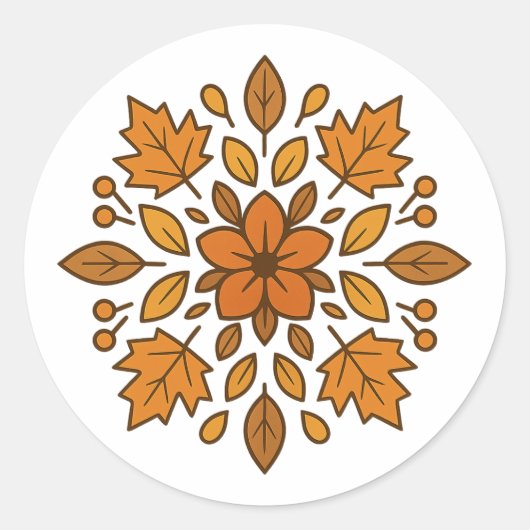 Mandala Blume Herbst Runder Aufkleber (Vorderseite)