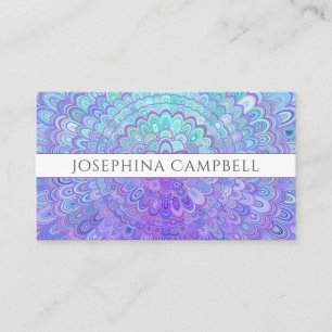 Mandala Blume in Blue und Lila Business Card Visitenkarte
