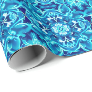 Mandala-Blume in den Farbtönen von Indigoblau Geschenkpapier