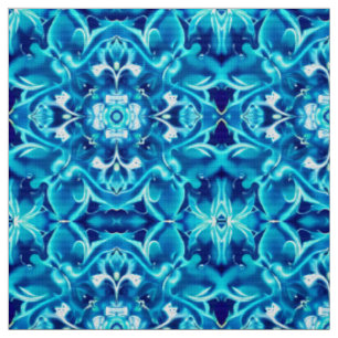Mandala-Blume in den Farbtönen von Indigoblau Stoff