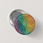Mandala-Blume in regenbogenfarbenem Boho Button (Vorne & Hinten)