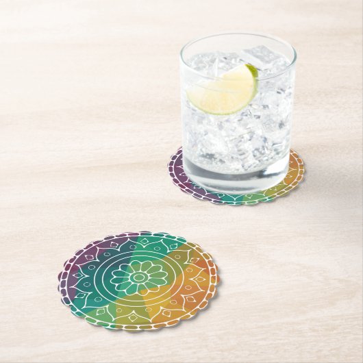 Mandala-Blume in regenbogenfarbenem, polyfarbenem  Untersetzer (Vor Ort)