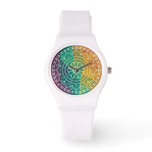 Mandala Blume India Regenbogen Boho Chic Design Armbanduhr