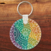 Mandala Blume India Regenbogen Boho Chic Design Schlüsselanhänger (Vorderseite)