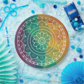 Mandala Blume India Regenbogen boho farbenfrohe Ge Pappteller (Party)