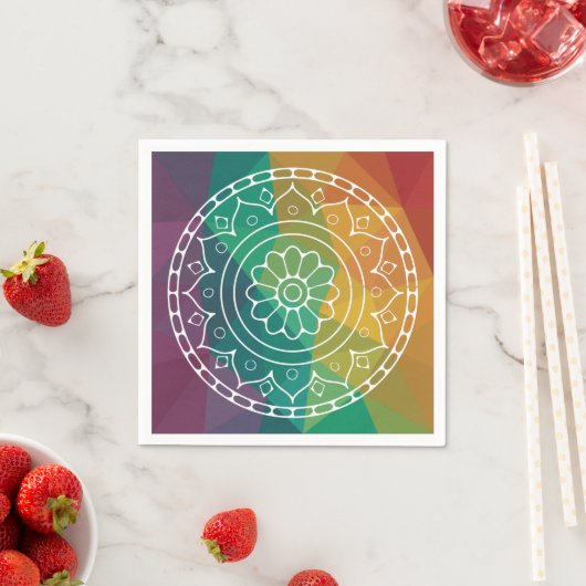 Mandala Blume India Regenbogen boho farbenfrohe Ge Serviette (Beispiel)