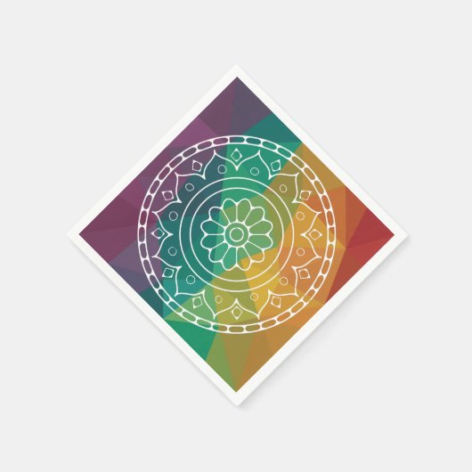 Mandala Blume India Regenbogen boho farbenfrohe Ge Serviette (Ecke)
