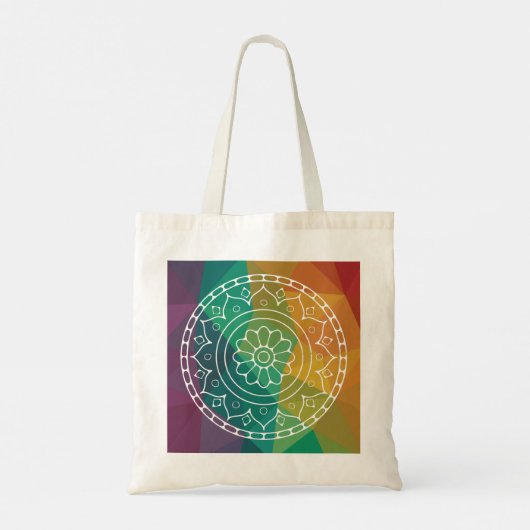 Mandala Blume India Regenbogen boho farbenfrohe Ge Tragetasche (Rückseite)