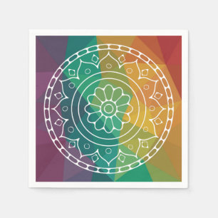 Mandala-Blume Indien Regenbogen Boho farbenfrohes  Serviette